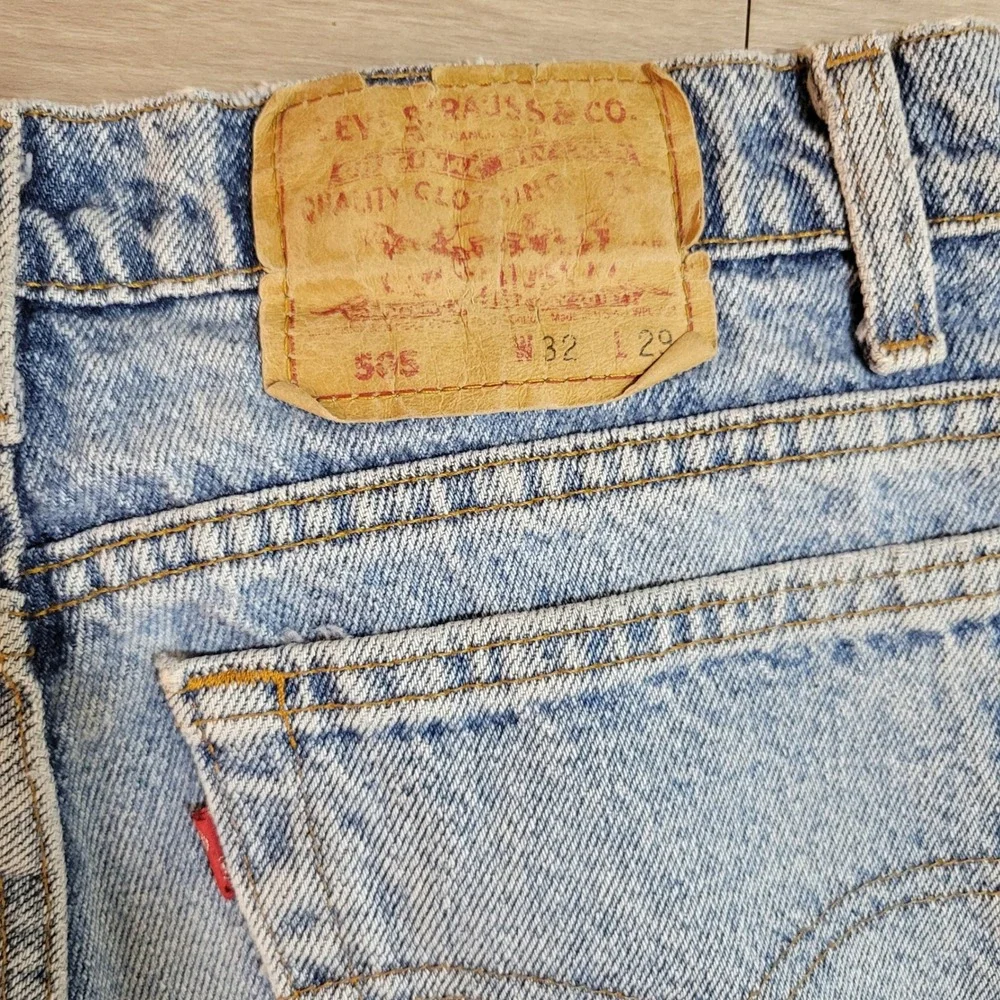 VTG 1981 Levis 505 Light Wash Denim Cut Off Shorts Made in USA 30x6 Custom